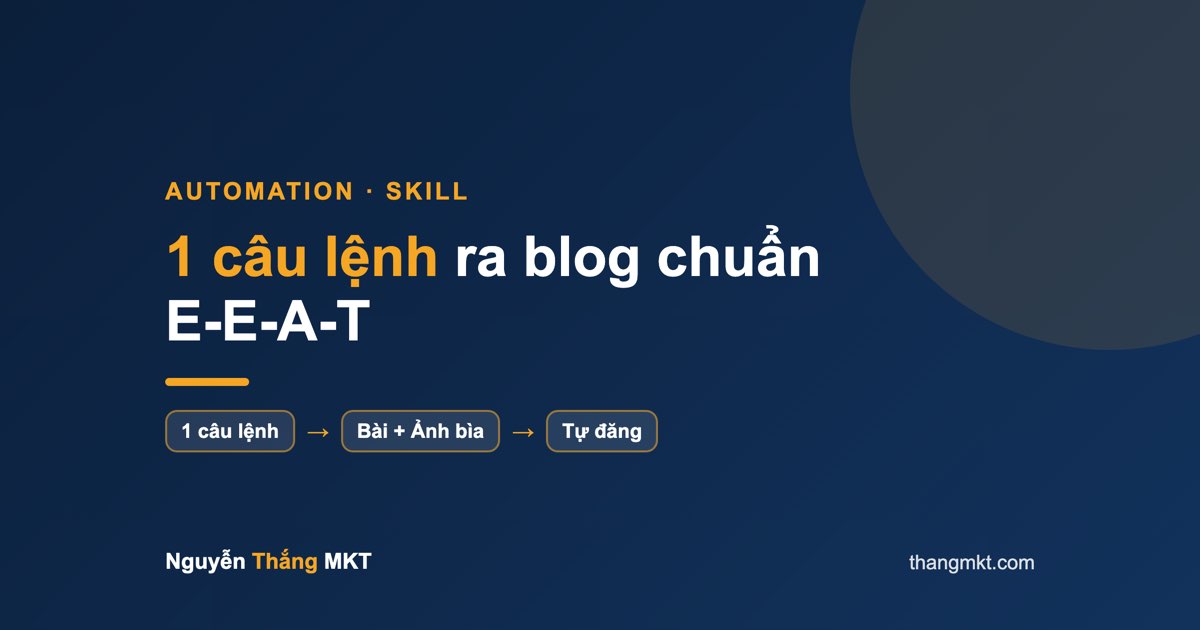 Quy trình skill viết blog tự động ra bài chuẩn E-E-A-T và ảnh bìa từ một câu lệnh